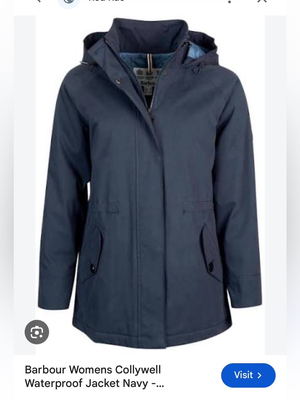 NWT Barbour Plus Collywell Waterproof Jacket- 2X (Navy)